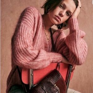 Sézane Basile Cardigan in light pink